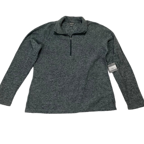 NWT Eddie Bauer Quarter Zip Fleece Sz Large Raglan Sleeves Charcoal - Picture 1 of 6